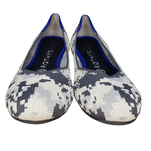 Rothys The Flat Size 7 Ash Camo Round Toe Retired 37.5 EU Gray Cream Com… - Picture 3 of 8